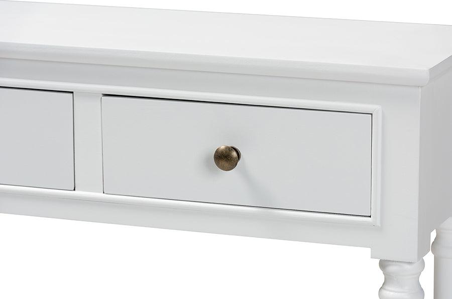 Wholesale Interiors Consoles - Calvin Classic French Farmhouse White Finished Wood 3-Drawer Entryway Console Table