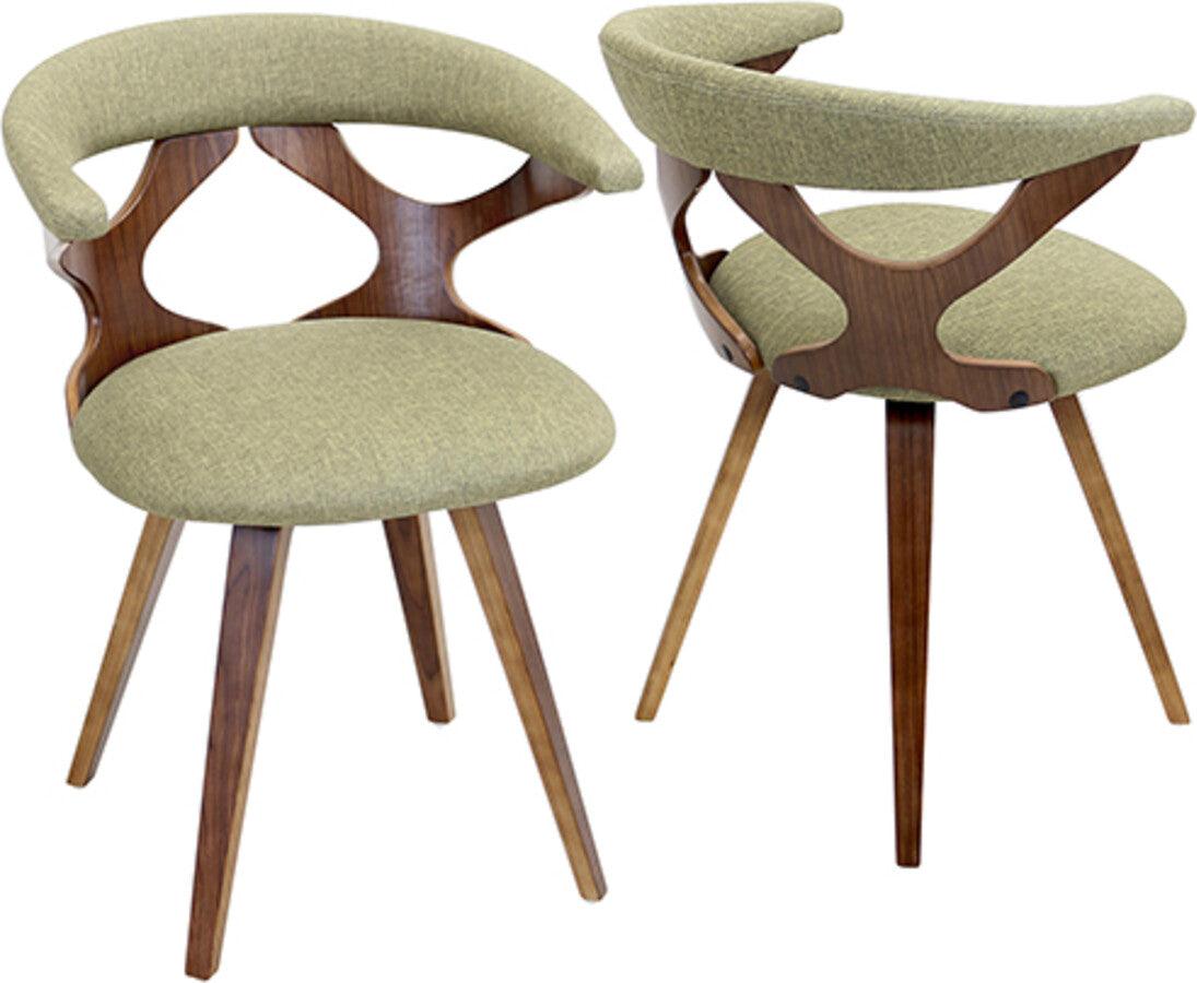 Lumisource Dining Chairs - Gardenia Dining/Accent Chair With Swivel In Walnut Wood & Green Fabric