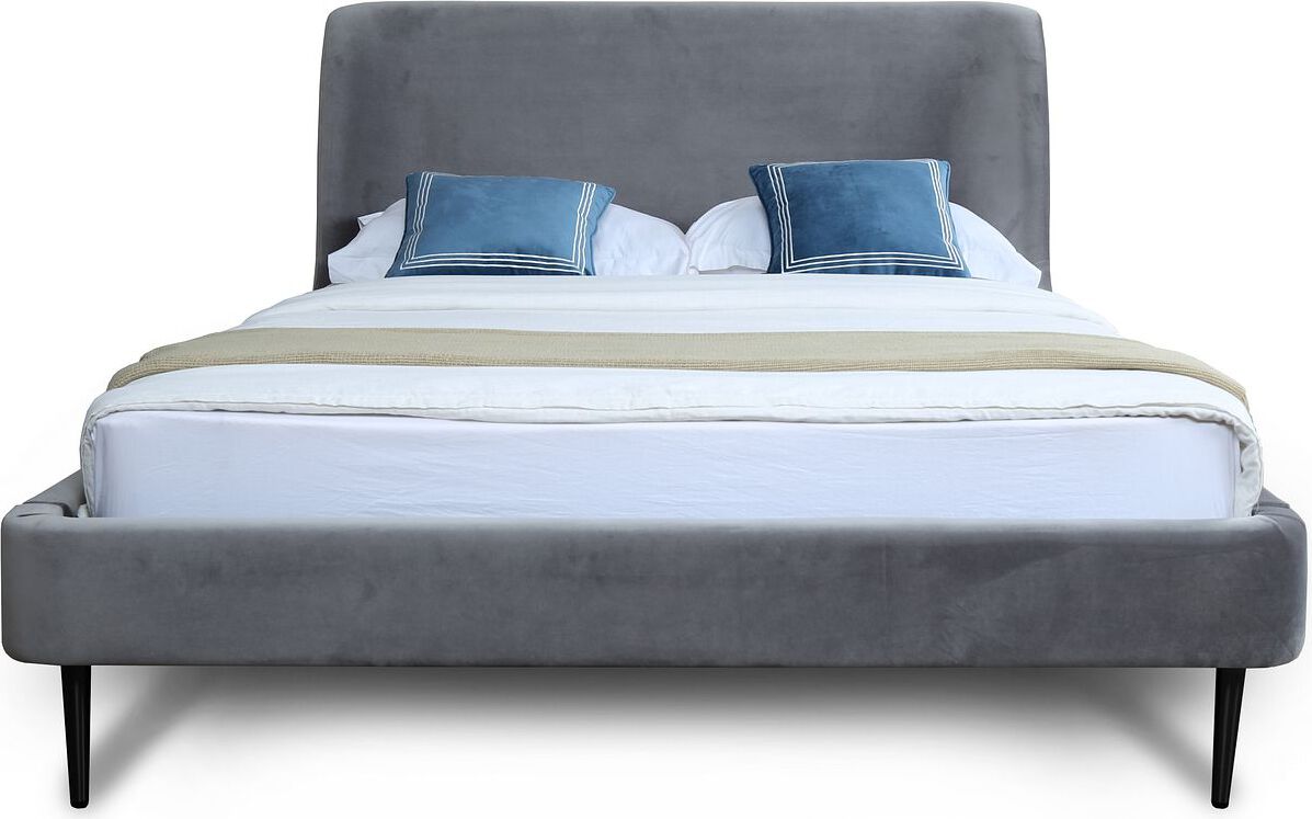 Manhattan Comfort Beds - Heather Queen Bed in Grey and Black Legs