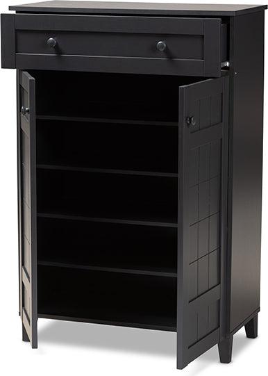 Wholesale Interiors Shoe Storage - Glidden Dark Grey Finished 5-Shelf Wood Shoe Storage Cabinet With Drawer