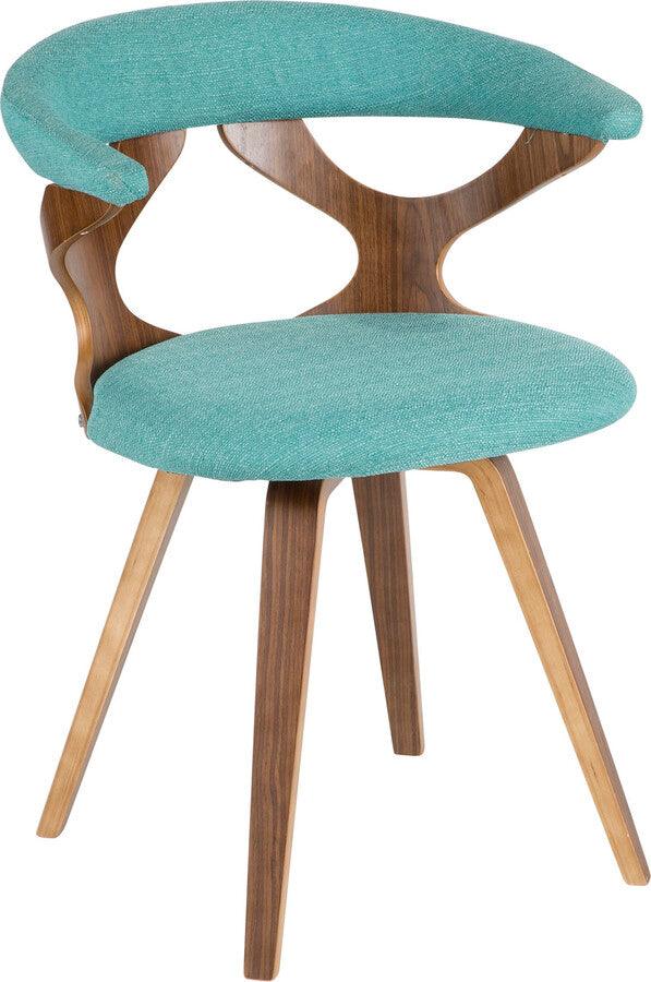 Lumisource Dining Chairs - Gardenia Dining/Accent Chair With Swivel In Walnut Wood & Teal Fabric