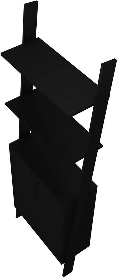 Manhattan Comfort Buffets & Cabinets - Cooper Ladder Display Cabinet with 2 Floating Shelves in Black