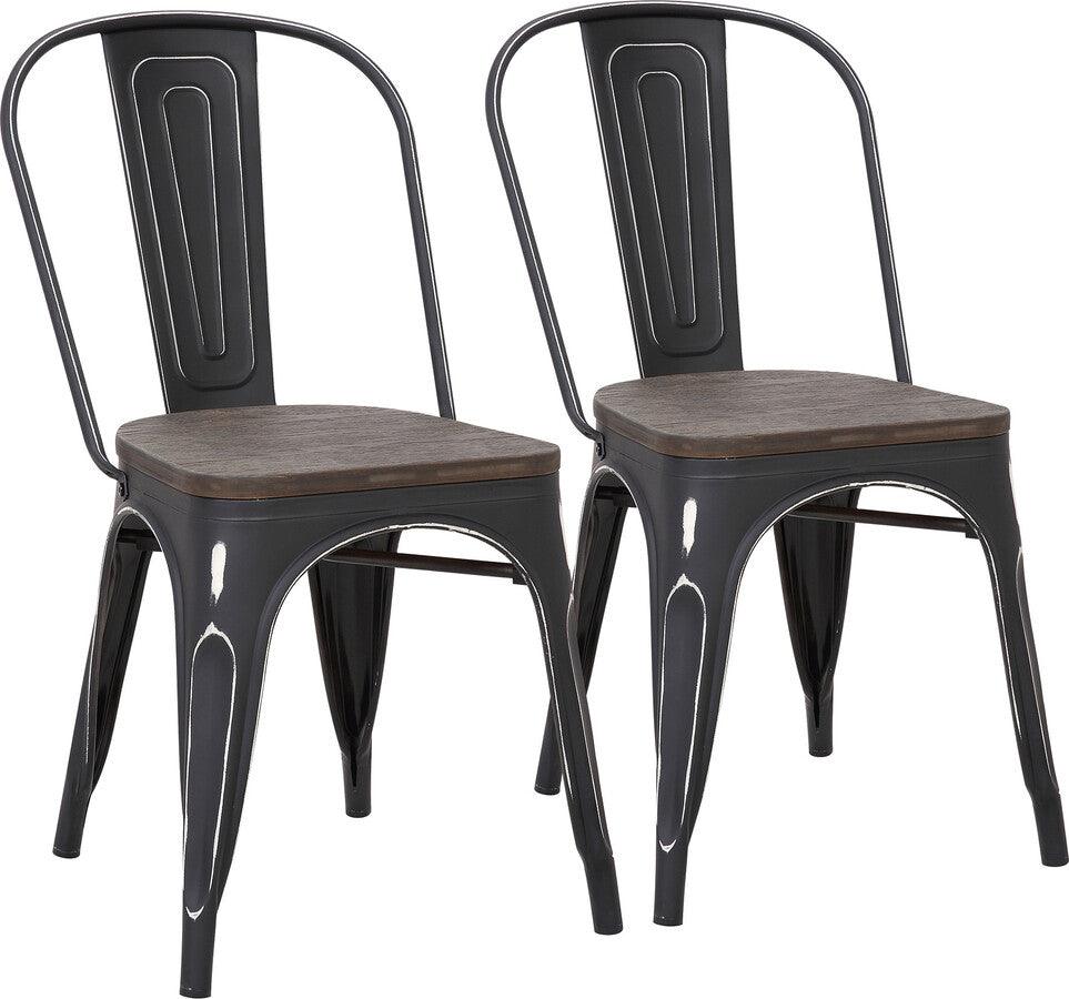 Lumisource Dining Chairs - Oregon Industrial-Farmhouse Stackable Dining Chair in Vintage Black Metal - Set of 2