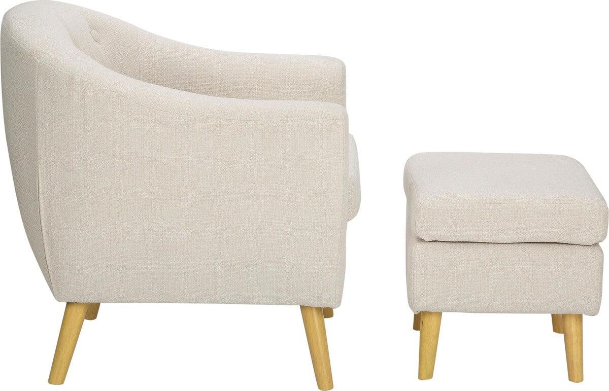 Lumisource Accent Chairs - Rockwell Accent Chair & Ottoman In Cream Fabric