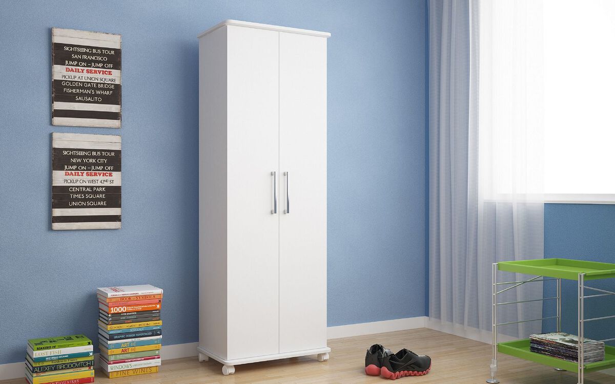Manhattan Comfort Shoe Storage - Innovative Catalonia Mobile Shoe Closet 1.0 with 10 Shelves in White