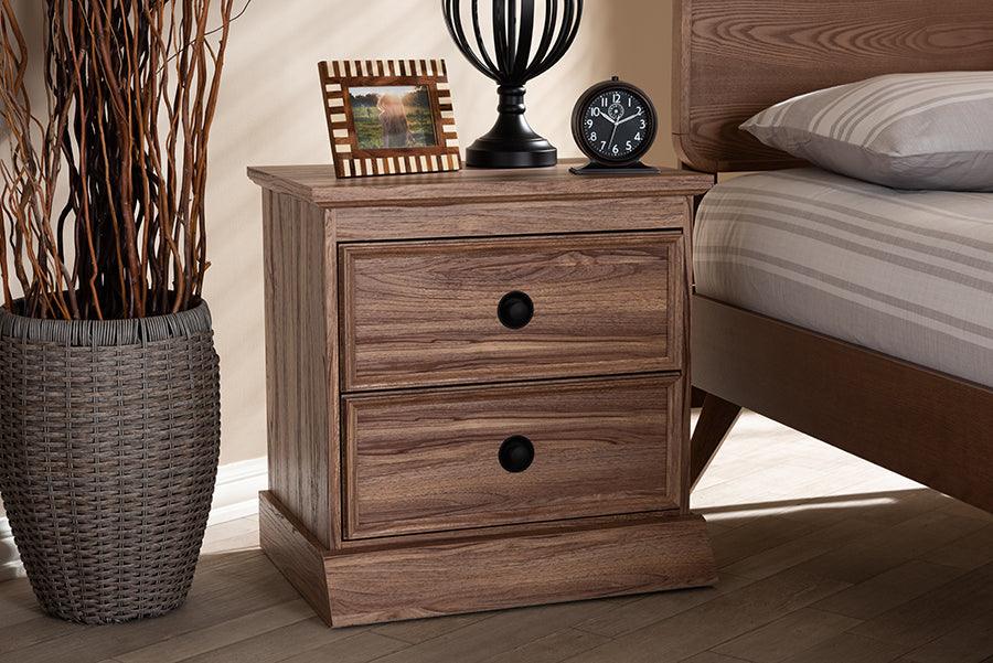 Wholesale Interiors Nightstands & Side Tables - Ryker Modern and Contemporary Oak Finished 2-Drawer Wood Nightstand