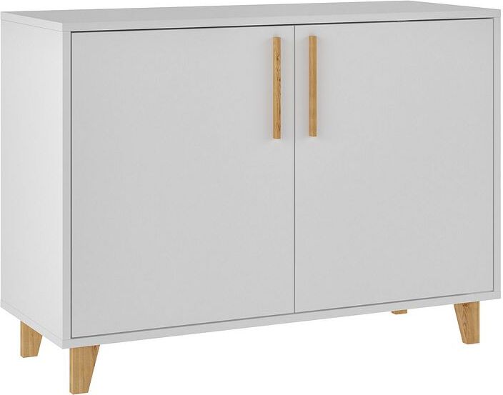 Manhattan Comfort Buffets & Sideboards - Mid-Century - Modern Herald Double Side Cabinet with 2 Shelves in White