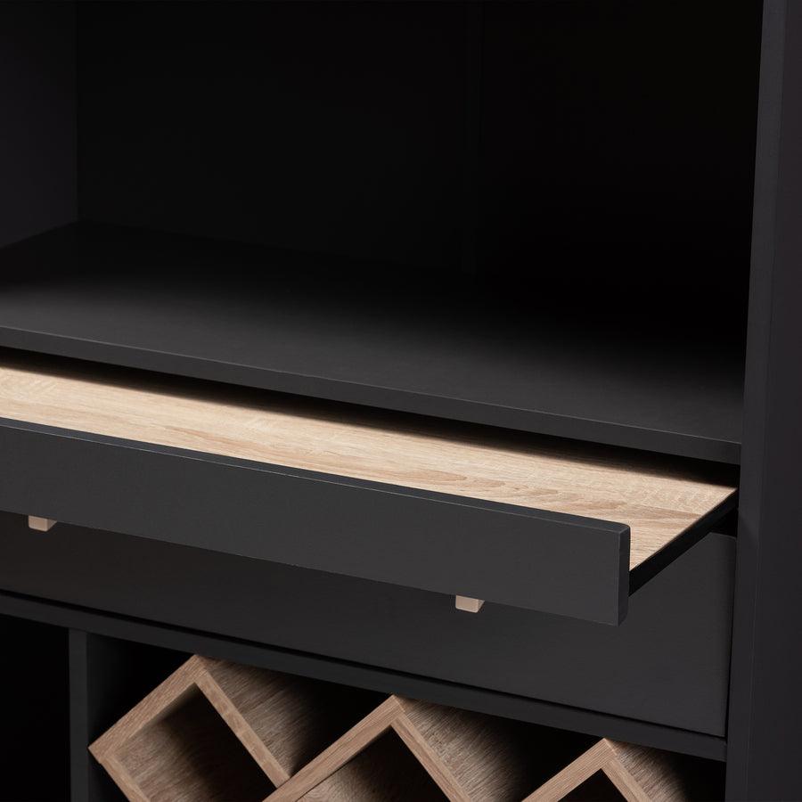 Wholesale Interiors Bar Units & Wine Cabinets - Mattia Modern and Contemporary Dark Grey and Oak Finished Wood Wine Cabinet