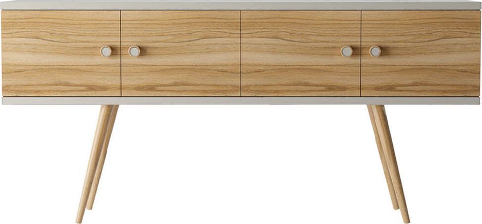 Manhattan Comfort Buffets & Sideboards - Theodore 60.0 Sideboard with 2 Shelves in Off White and Cinnamon
