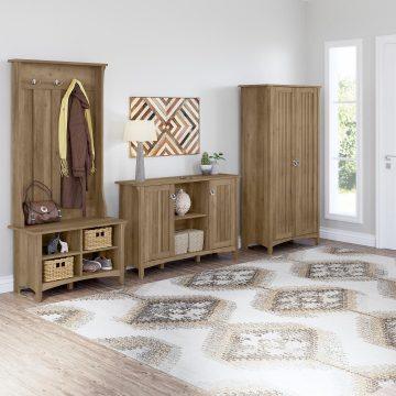 Bush Business Furniture Shoe Storage - Hall Tree with Shoe Storage Bench Reclaimed Pine