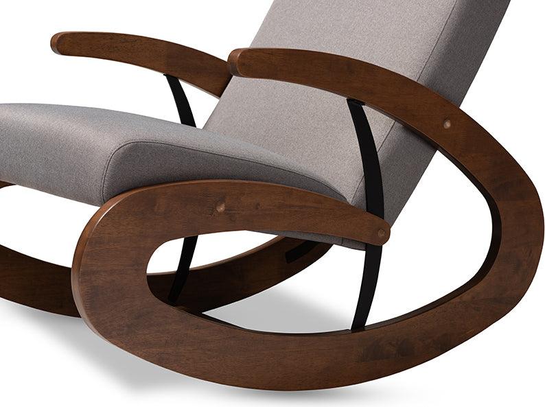 Wholesale Interiors Rocking Chairs - Kaira Modern And Contemporary Gray Fabric Upholstered And Walnut-Finished Wood Rocking Chair