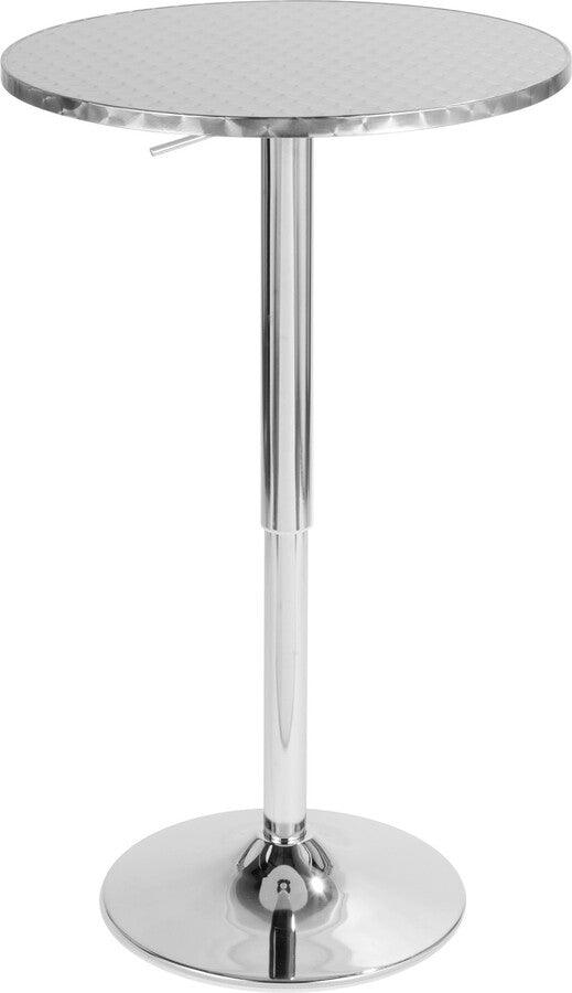 Lumisource Bar Tables - Bistro Contemporary Adjustable Round Bar Table in Silver