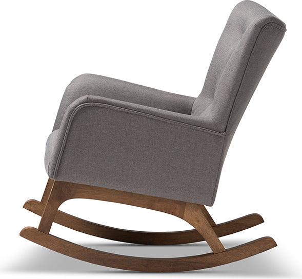 Wholesale Interiors Rocking Chairs - Waldmann Mid-Century Modern Grey Fabric Upholstered Rocking Chair