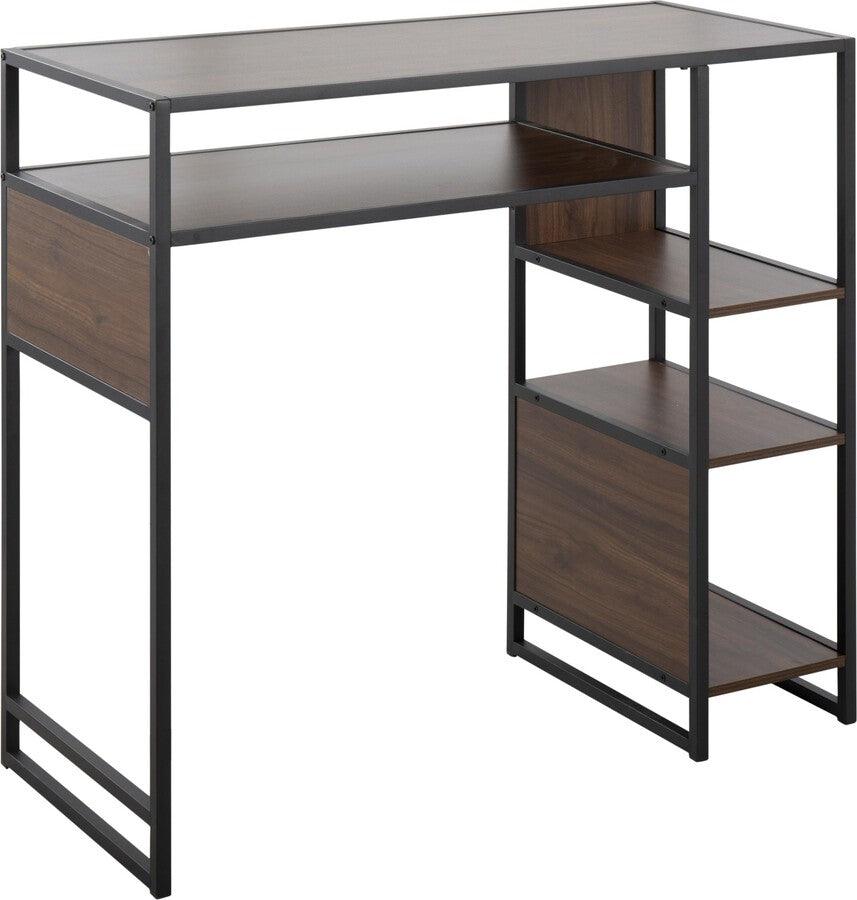 Lumisource Bar Tables - Display Farmhouse Bar Height Table With Storage Space In Black Metal & Walnut Wood