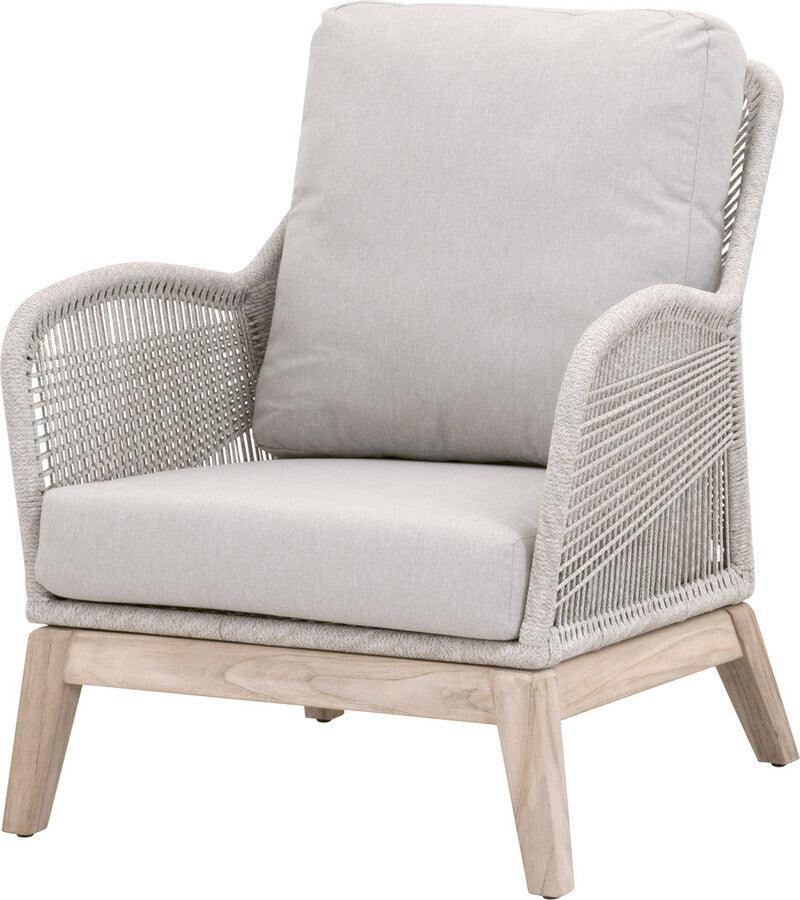 Essentials For Living Outdoor Chairs - Loom Outdoor Club Chair - Taupe and White-Gray Teak