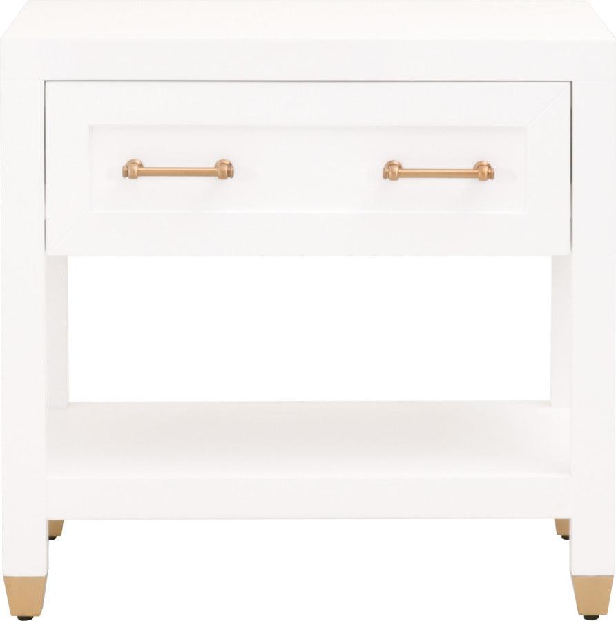 Essentials For Living Nightstands & Side Tables - Stella 1-Drawer Nightstand Matte White & Brushed Brass
