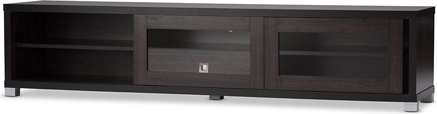 Wholesale Interiors TV & Media Units - Beasley 70-Inch Dark Brown TV Cabinet with 2 Sliding Doors and Drawer