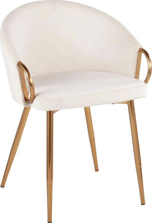 Lumisource Accent Chairs - Claire Contemporary/Glam Chair In Gold Metal & Cream Velvet (Set of 2)