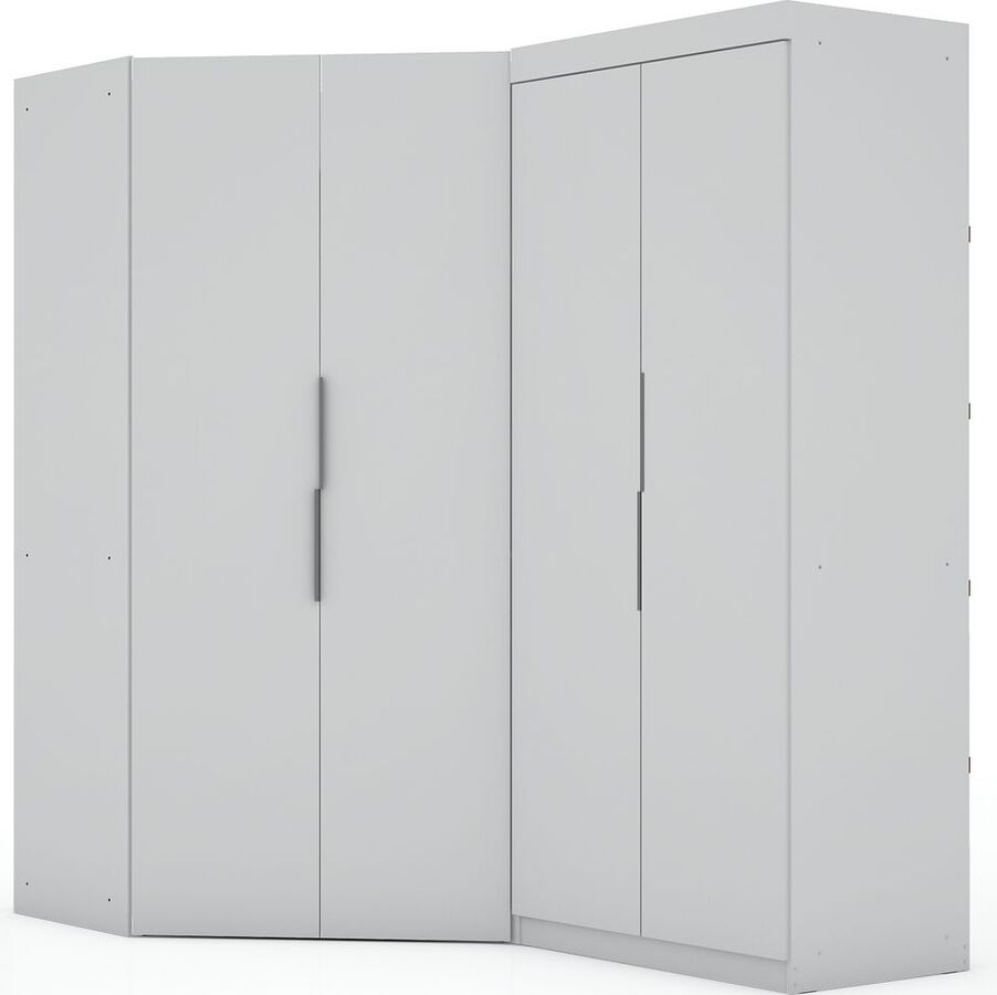 Manhattan Comfort Cabinets & Wardrobes - Mulberry 3.0 Sectional Corner Wardrobe Closet - Set of 2 in White