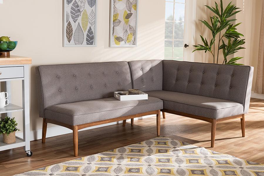 Wholesale Interiors Benches - Arvid Gray 2-Piece Wood Dining Nook Banquette Set