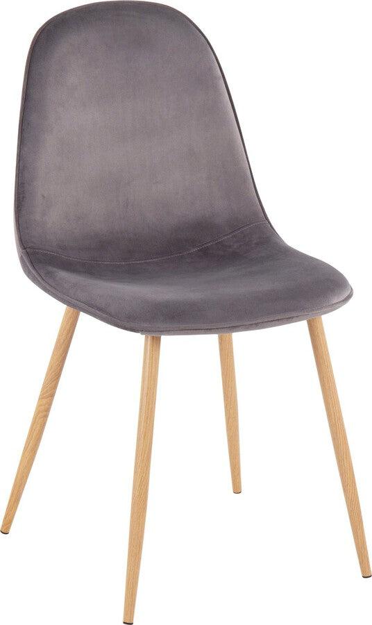 Lumisource Accent Chairs - Pebble Contemporary Chair In Natural Wood Metal & Grey Velvet (Set of 2)