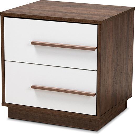Wholesale Interiors Nightstands & Side Tables - Mette Nightstand White & Walnut