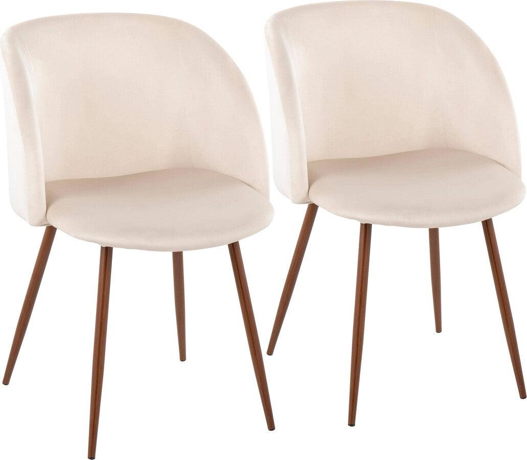 Lumisource Dining Chairs - Fran Contemporary Dining/Accent Chair In Walnut With Cream Velvet (Set of 2)