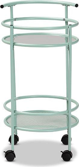 Wholesale Interiors Kitchen & Bar Carts - Newell Mint Green Finished Metal 2-Tier Kitchen Cart