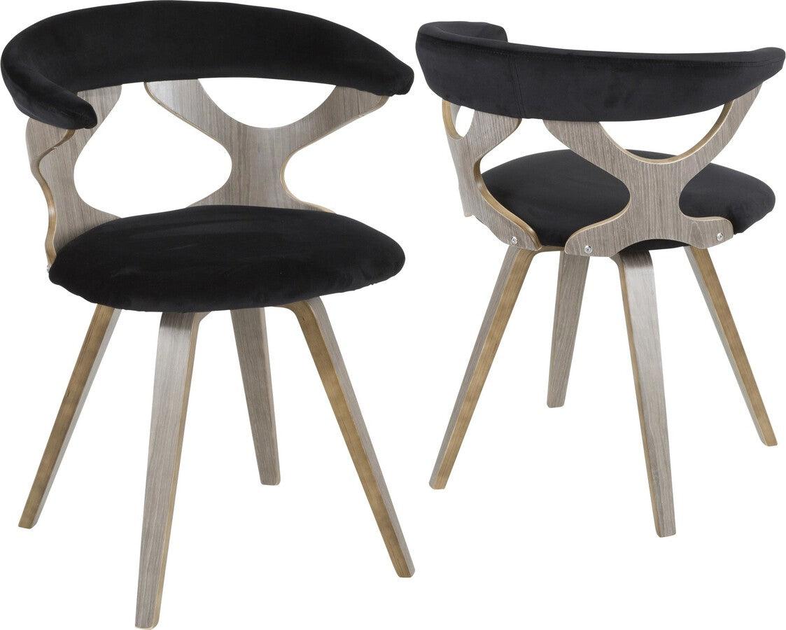 Lumisource Dining Chairs - Gardenia Mid-Century Modern Dining/Accent Chair with Swivel in Light Grey Wood & Black Velvet