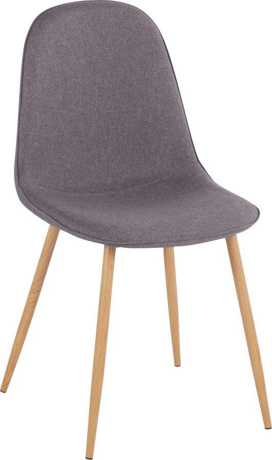 Lumisource Accent Chairs - Pebble Contemporary Chair In Natural Wood Metal & Charcoal Fabric (Set of 2)