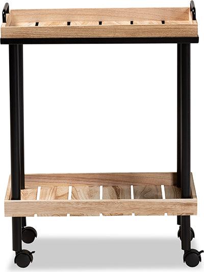 Wholesale Interiors Kitchen & Bar Carts - Olinda Modern and Contemporary Oak Brown Finished Wood and Black Metal Kitchen Cart