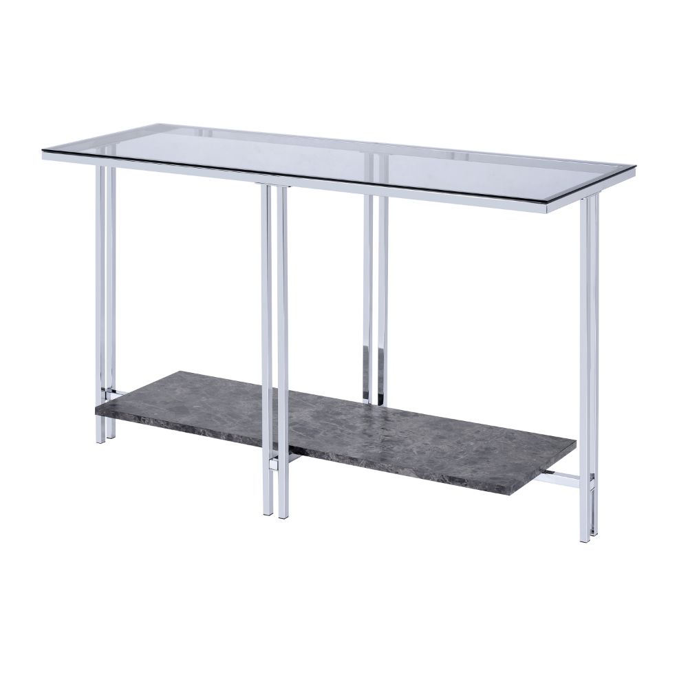 ACME Furniture Coffee Tables - Liddell Sofa Table, Chrome & Glass