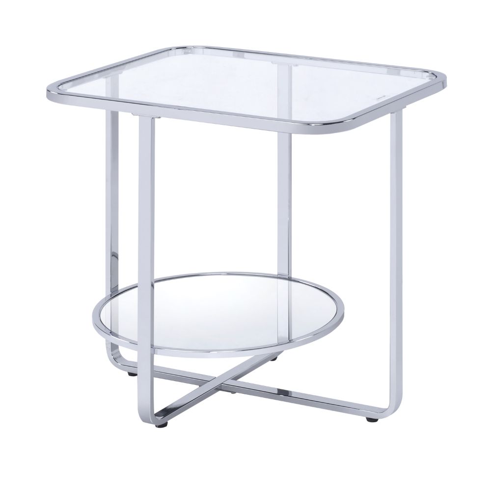 ACME Furniture Coffee Tables - Hollo End Table, Chrome & Glass