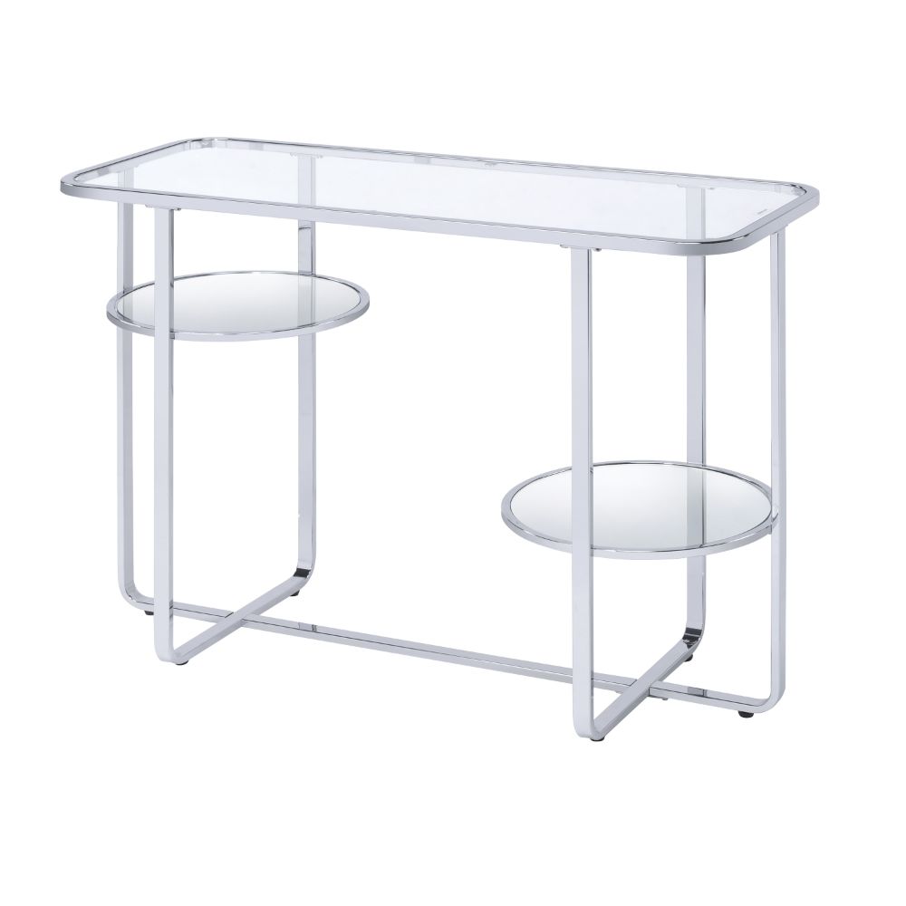 ACME Furniture Coffee Tables - Hollo Sofa Table, Chrome & Glass