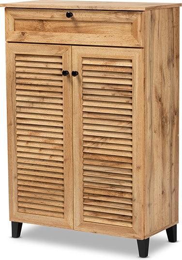 Wholesale Interiors Shoe Storage - Coolidge Oak Brown Finished Wood 5-Shelf Shoe Storage Cabinet