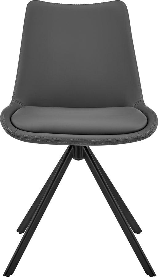 Euro Style Accent Chairs - Vind Swivel Side Chair in Gray Leatherette with Black Steel Legs - Set of 1