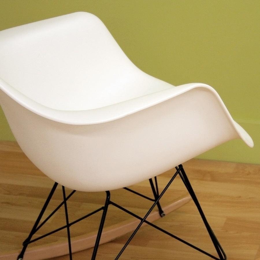 Wholesale Interiors Rocking Chairs - Dario White Plastic Mid-Century Modern Rocking Chair