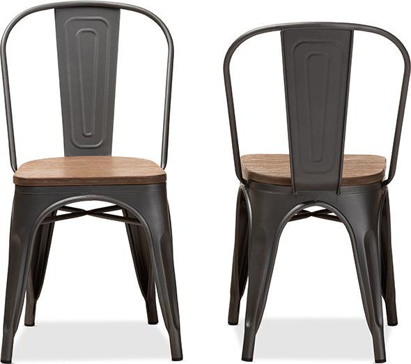 Wholesale Interiors Dining Chairs - Henri Vintage Rustic Gun Metal-Finished Steel Stackable Dining Chair Set of 2