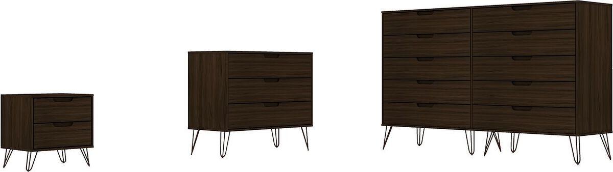 Manhattan Comfort Bedroom Sets - Rockefeller 3 Piece Bedroom Set Dressers Brown