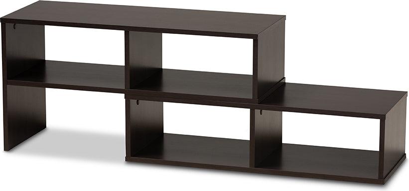 Wholesale Interiors TV & Media Units - Andor Modern and Contemporary Dark Brown Finished Adjustable 2-Piece Wood TV Stand Dark Brown