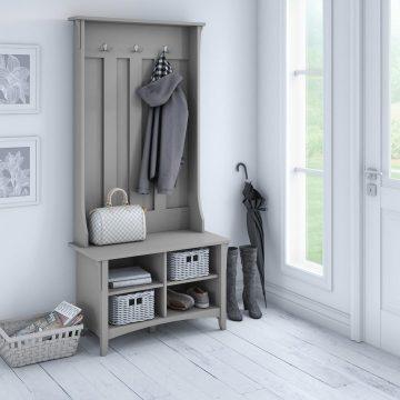 Bush Business Furniture Shoe Storage - Hall Tree with Shoe Storage Bench 31.73" W Cape Cod Gray