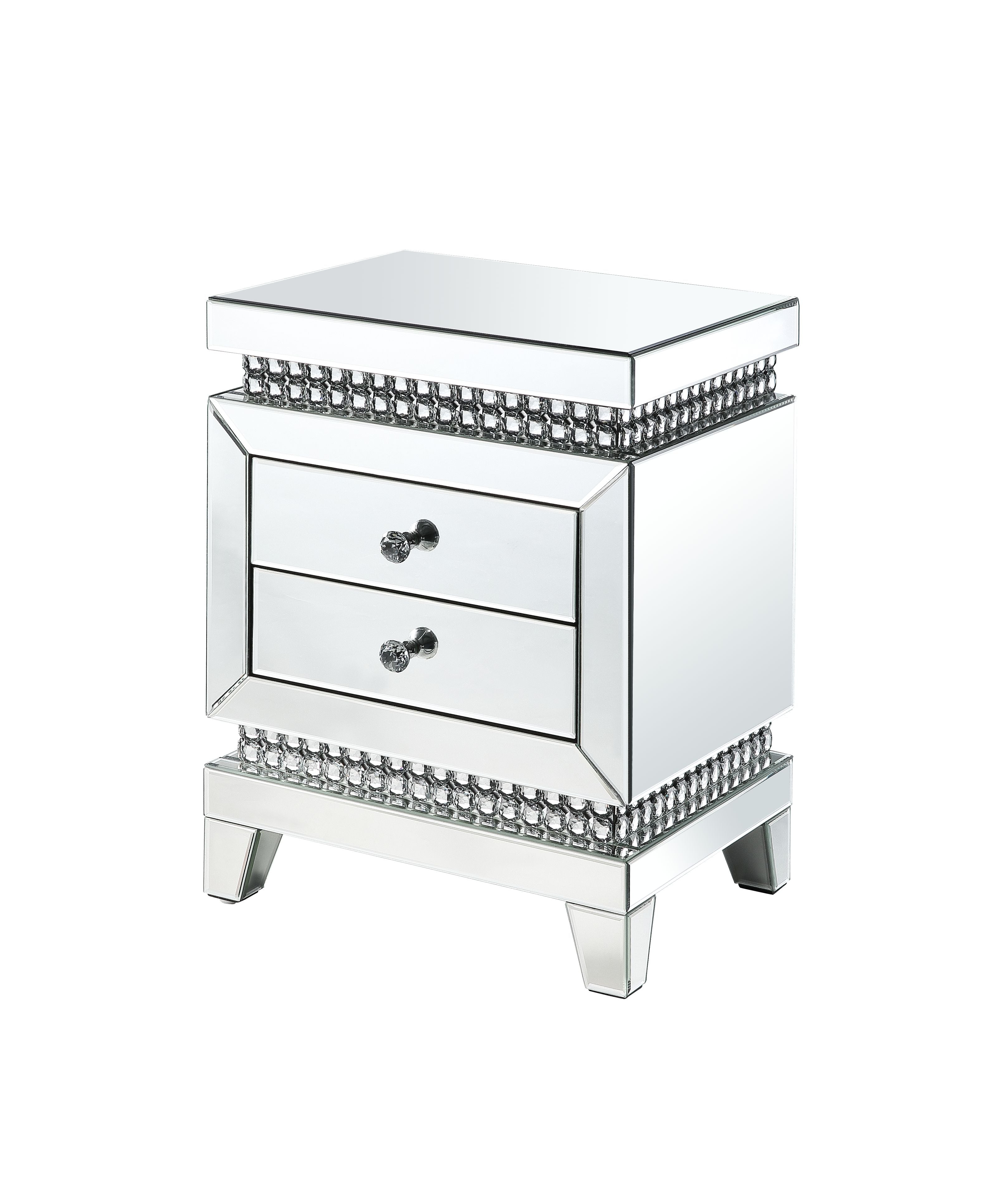 ACME Side & End Tables - ACME Lotus Accent Table, Mirrored & Faux Crystals Inlay