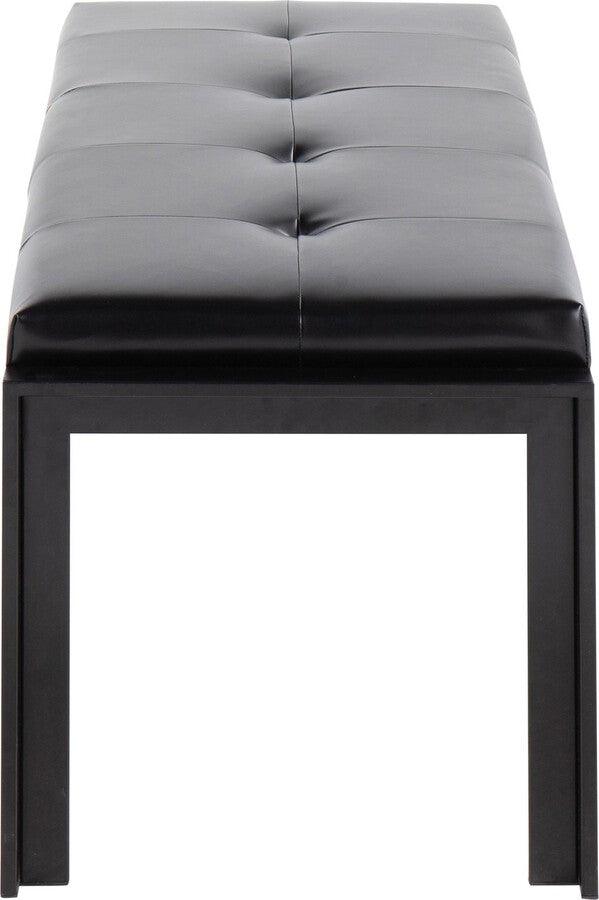 Lumisource Benches - Fuji Contemporary Bench In Black Metal & Black Faux Leather