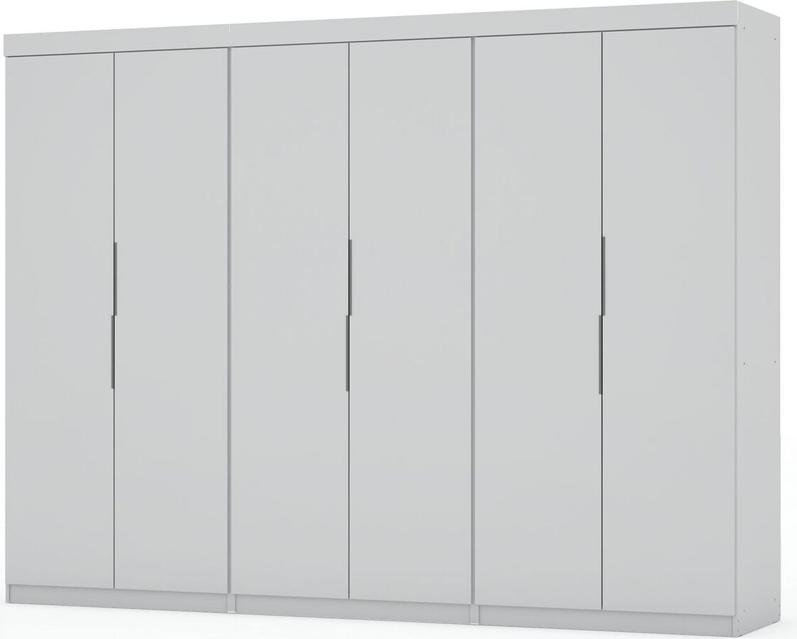 Manhattan Comfort Cabinets & Wardrobes - Mulberry 2.0 Modern 3 Sectional Wardrobe Closet with 6 Drawers - Set of 3 in White