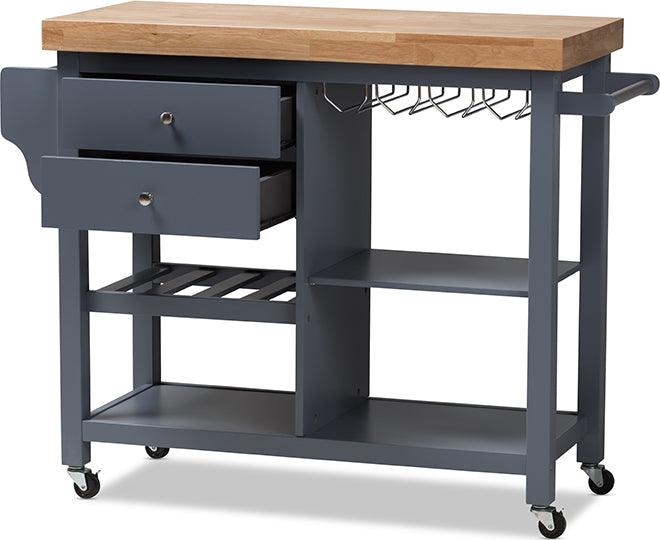 Wholesale Interiors Kitchen & Bar Carts - Sunderland Coastal And Farmhouse Grey Wood Kitchen Cart