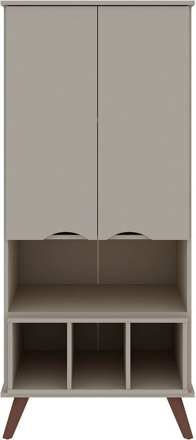 Manhattan Comfort Buffets & Cabinets - Hampton 26.77 Display Cabinet 6 Shelves and Solid Wood Legs in Off White