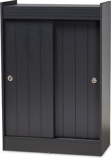 Wholesale Interiors Shoe Storage - Leone Modern and Contemporary Charcoal Finished 2-Door Wood Entryway Shoe Storage Cabinet