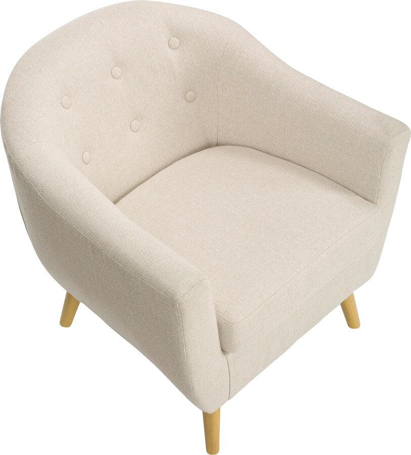 Lumisource Accent Chairs - Rockwell Accent Chair In Cream Fabric & Natural Wood