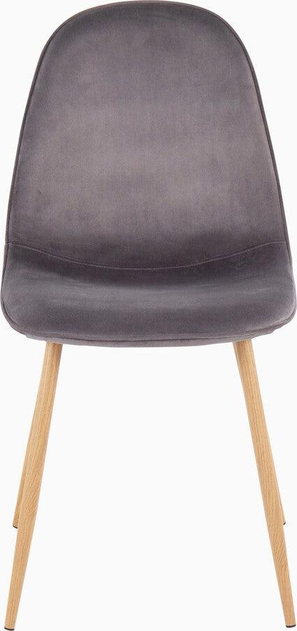 Lumisource Accent Chairs - Pebble Contemporary Chair In Natural Wood Metal & Grey Velvet (Set of 2)