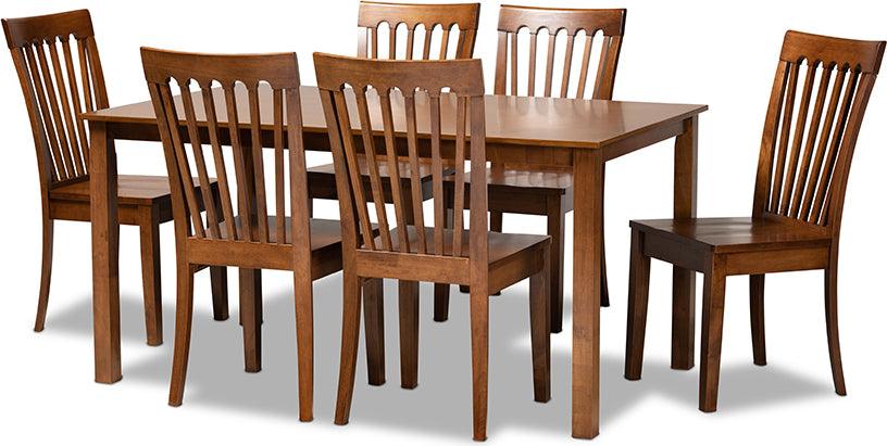 Wholesale Interiors Dining Sets - Erion Walnut Brown Finished Wood 7-Piece Dining Set